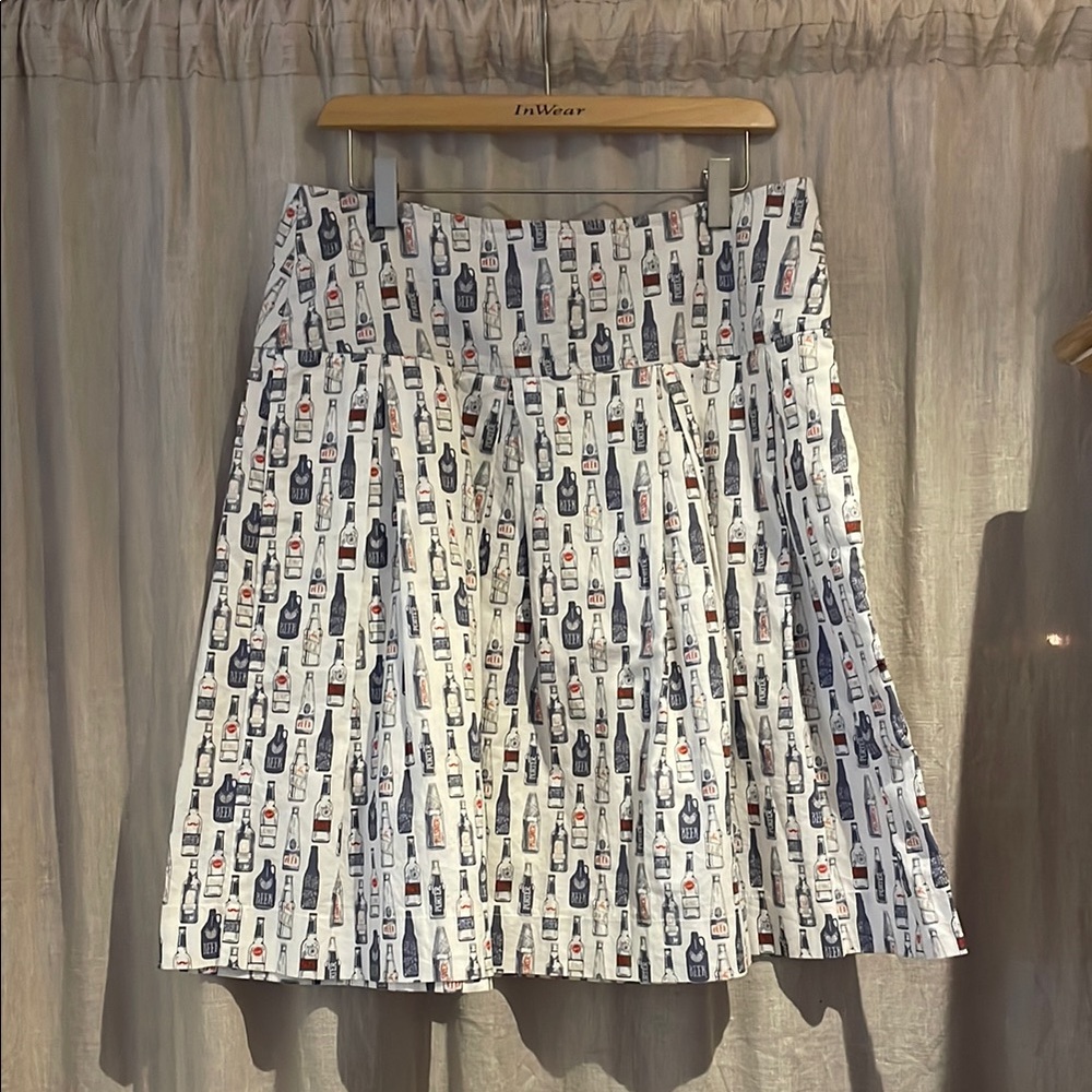 A-Line Cotton Skirt with Beer Bottle Print